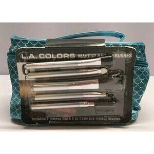 LA Colors Mermaid Makeup Bag w/ 5 Travel Size Makeup Brushes NWT